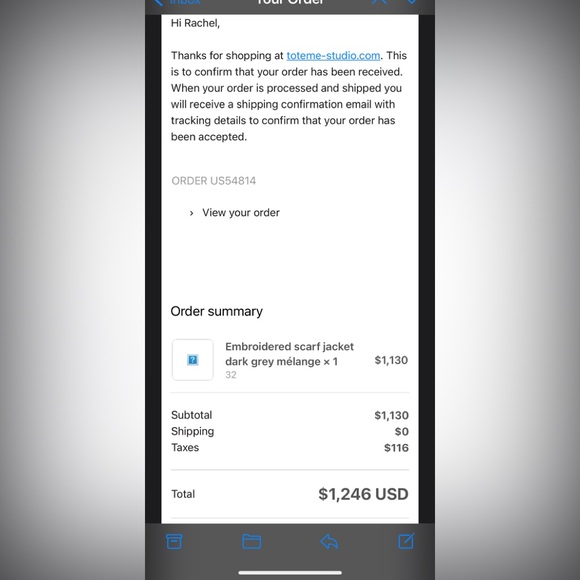 Toteme scarf jacket dark grey authentic size 32 - Picture 7 of 7